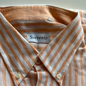 Men's linen Orange Striped Shirt